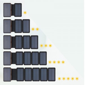 야외 방수 무선 휴대용 모바일 배터리 빠른 충전기 1-5 외부 태양 전지 패널 접이식 태양 광 발전 은행